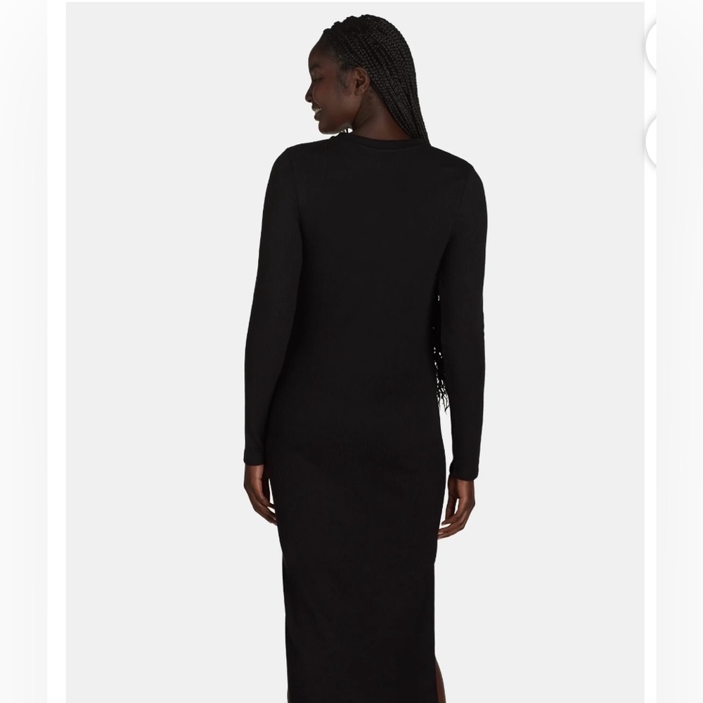 Black Ribbed Long Sleeve Maternity Dress - Picture 4 of 5